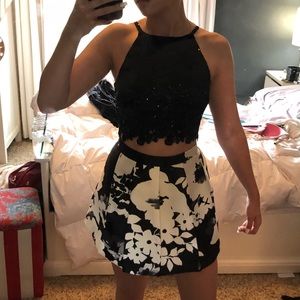 Two piece black and white set formal